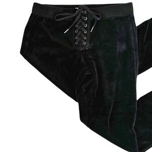 PAM & GELA Black Velour‎ Lace Up Sweatpants Joggers Womens M
